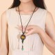 Ethnic Weaving Sweater Necklace Retro Agate Long Style Necklace For Women