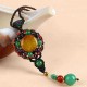 Ethnic Weaving Sweater Necklace Retro Agate Long Style Necklace For Women