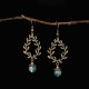 Ethnic Wicker Branches Ear Drop Earrings Quartz Jade Long Style Earring For Women