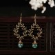 Ethnic Wicker Branches Ear Drop Earrings Quartz Jade Long Style Earring For Women