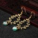 Ethnic Wicker Branches Ear Drop Earrings Quartz Jade Long Style Earring For Women