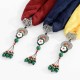 Ethnic Women Necklace Vintage Cotton Scarf Shell Flower Charm Green Beads Tassel Clothing Accessory