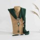 Ethnic Women Necklace Vintage Cotton Scarf Shell Flower Charm Green Beads Tassel Clothing Accessory