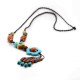 Ethnic Women's Long Necklace Vintage Handmade Ceramic Flower Wood Bead Tassel Necklaces Gift