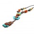 Ethnic Women's Long Necklace Vintage Handmade Ceramic Flower Wood Bead Tassel Necklaces Gift