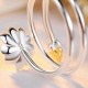 Ethnic Womens Silver Plated Ring Lotus Charm Solid Flower Stackable Adjustable Open-end Ring