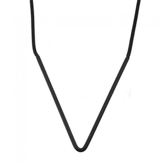 European Simple Black Geometric V Shape Long Chain Necklace