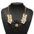 European Style Bauhinia Pearl Chain Flower Statement Necklace