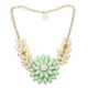 European Style Bauhinia Pearl Chain Flower Statement Necklace