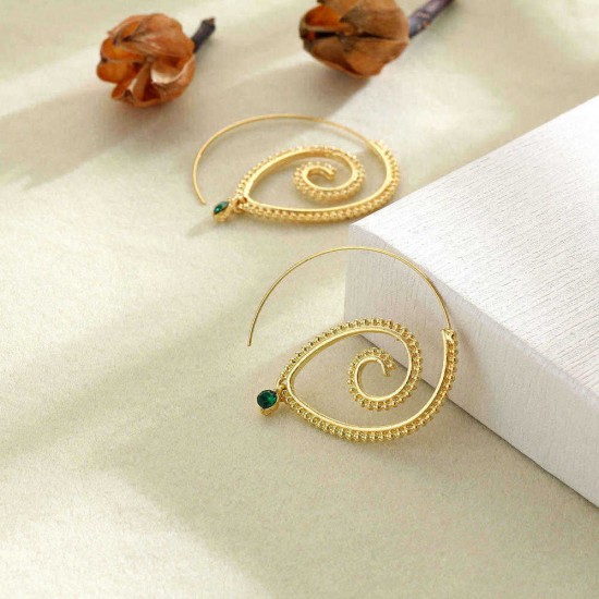 Exaggerated Spiral Drop Shape Big Circle Hoop Gold Silver Conch Earring Gift for Her