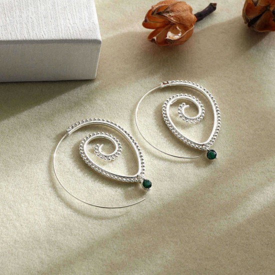 Exaggerated Spiral Drop Shape Big Circle Hoop Gold Silver Conch Earring Gift for Her