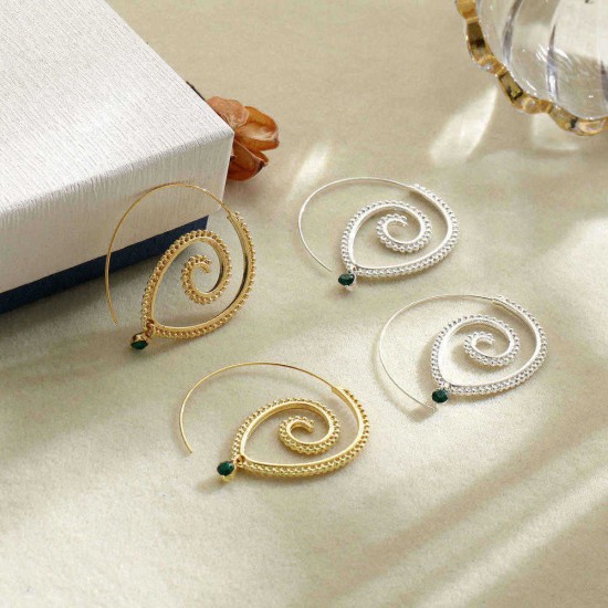 Exaggerated Spiral Drop Shape Big Circle Hoop Gold Silver Conch Earring Gift for Her