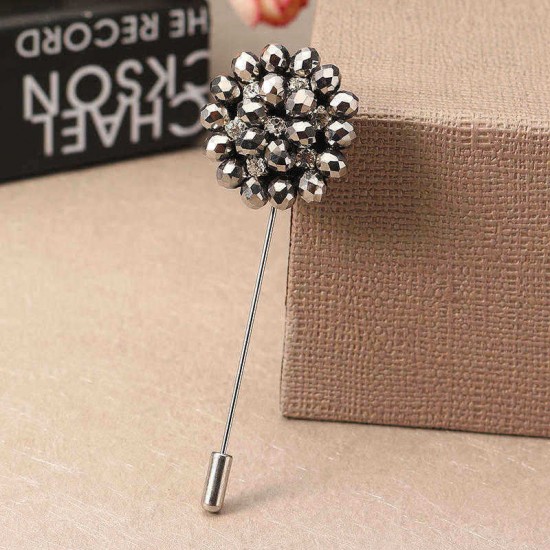 Exquisite Multicolor Flower Brooch Simple Style Beaded Floral Lapel Pin Unisex Clothing Accessories