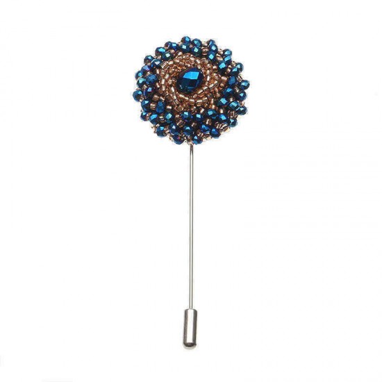 Exquisite Multicolor Flower Brooch Simple Style Beaded Floral Lapel Pin Unisex Clothing Accessories