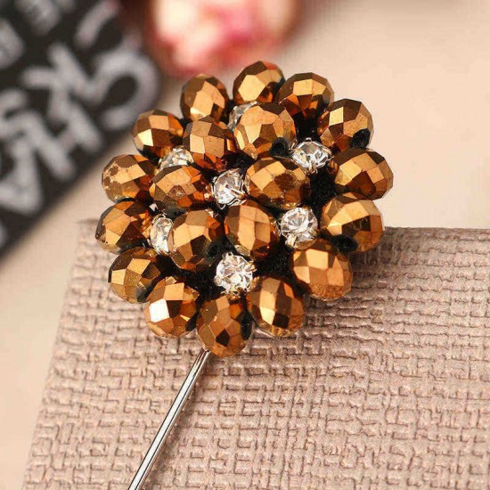 Exquisite Multicolor Flower Brooch Simple Style Beaded Floral Lapel Pin Unisex Clothing Accessories