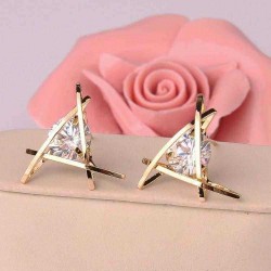 Exquisite Triangle Ear Stud Zircon Crystal Earrings