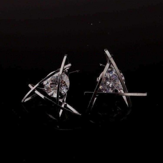 Exquisite Triangle Ear Stud Zircon Crystal Earrings