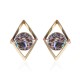 Fashion 18K Gold Plated Unique Design Punk Colorful Natural Stone Ear Stud Women Earrings Best Gift