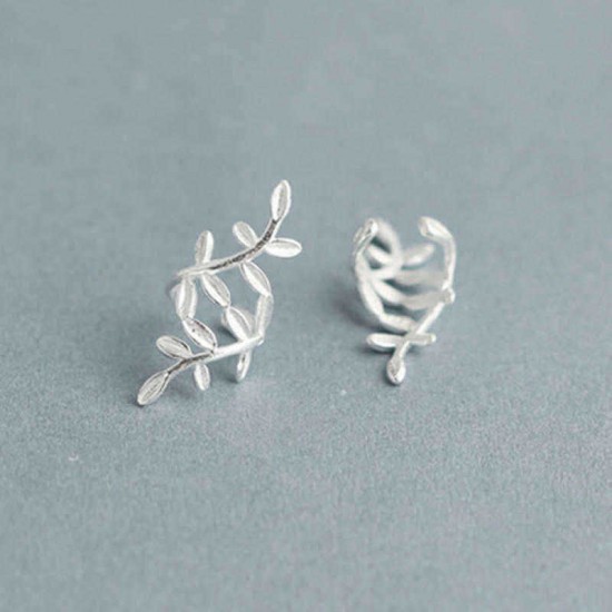 Fashion 925 Sterling Silver Wrap Leaf Cartilage Earrings No Piercing Ear Climber Earring for Women