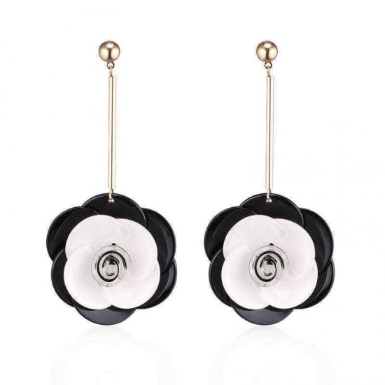 Fashion Acrylic Flower Long Earrings 4 Colors Sweet Jewelry Gift for Women