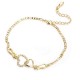 Fashion Anklet Accessories Double Zircon Hearts Copper Gold Plated Chain Anklets Jewelry for Women