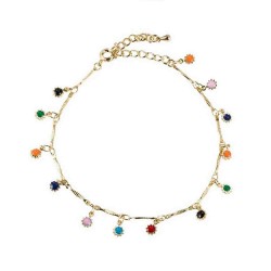 Fashion Anklet Gold Plated Colorful Zircon Tassels Anklet Elegant Accessories Jewelry for Women