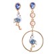 Fashion Asymmetry Blue Pink Flamingo Dangle Earrings Crystal Drop Pearl Earring Gift for Women