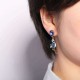 Fashion Asymmetry Blue Pink Flamingo Dangle Earrings Crystal Drop Pearl Earring Gift for Women