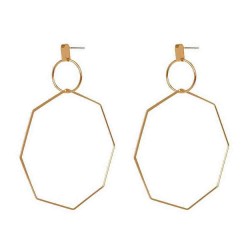 Fashion Big Earring Hollow Octagon Geometric Statement Hoop Accessories Ethinc Jewelry for Women