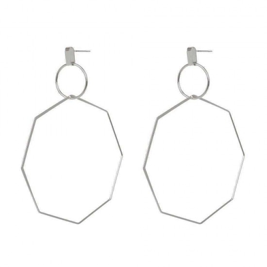 Fashion Big Earring Hollow Octagon Geometric Statement Hoop Accessories Ethinc Jewelry for Women