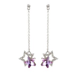 Fashion Blue Purple Stars Dangle Earring Crystal Rhinestones Cute Earrings Gift for Women