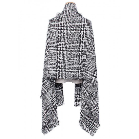 Fashion Casual Plaid Tassle Hem Knitted Tweed Scarf Shawl