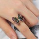 Fashion Colorful Butterfly 18K Gold Ring Luxury Full Rhinestones Opening Adjustable Rings for Women