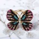 Fashion Colorful Butterfly 18K Gold Ring Luxury Full Rhinestones Opening Adjustable Rings for Women