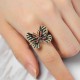 Fashion Colorful Butterfly 18K Gold Ring Luxury Full Rhinestones Opening Adjustable Rings for Women