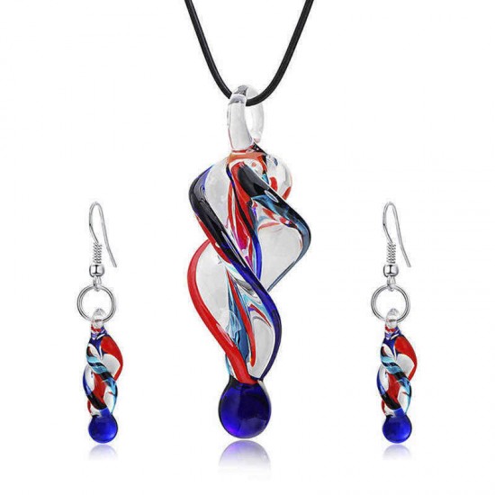 Fashion Crystal Glass Tornado Shape Pendant Necklace Earrings for Women