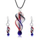 Fashion Crystal Glass Tornado Shape Pendant Necklace Earrings for Women