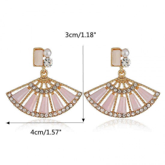 Fashion Fan Shape Crystal Drop Earring Elegant Rhinestones Dangle Earring Jewelry for Women