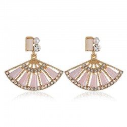 Fashion Fan Shape Crystal Drop Earring Elegant Rhinestones Dangle Earring Jewelry for Women