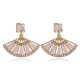 Fashion Fan Shape Crystal Drop Earring Elegant Rhinestones Dangle Earring Jewelry for Women