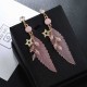 Fashion Feather Earring Star Rhinestones Acrylic Dangle Earrings Gift for Girls Women