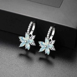 Fashion Flower Zirconia Silver Women's Earrings Anallergic Piercing Dangle Earring for Women