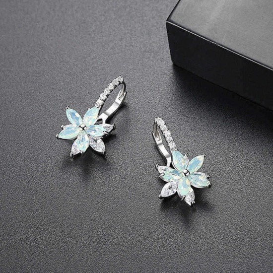 Fashion Flower Zirconia Silver Women's Earrings Anallergic Piercing Dangle Earring for Women