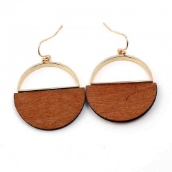 Fashion Geometric Dangle Earring Simple Classic Wood Metal Gold Ear Drop for Women