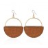 Fashion Geometric Dangle Earring Simple Classic Wood Metal Gold Ear Drop for Women