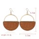 Fashion Geometric Dangle Earring Simple Classic Wood Metal Gold Ear Drop for Women