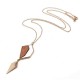 Fashion Geometric Drop Long Necklace Simple Wood Pendant Gold Chain Statement Necklace for Women