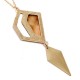 Fashion Geometric Drop Long Necklace Simple Wood Pendant Gold Chain Statement Necklace for Women