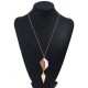 Fashion Geometric Drop Long Necklace Simple Wood Pendant Gold Chain Statement Necklace for Women