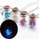 Fashion Glass Tiny Wishing Bottle Charm Necklace Luminous Flower Long Necklace for Women